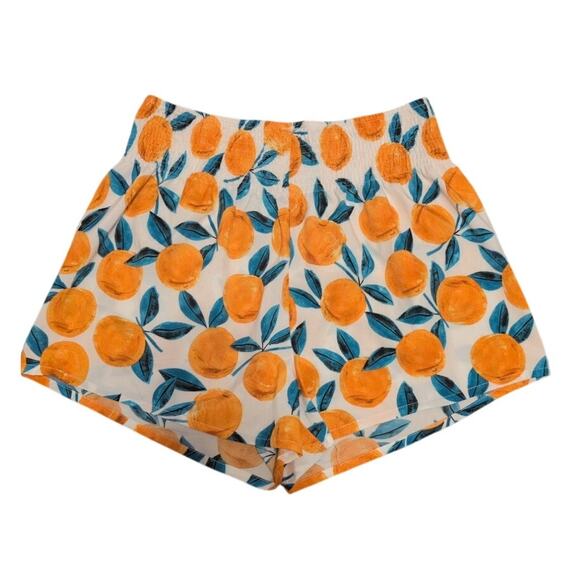 SHEIN Pants - SHEIN White & Orange Shorts Size Large  EUC Summer Casual High Waist